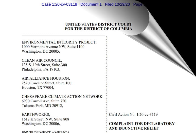 Coalition of ten environmental organizations sued the U.S. Environmental Protection Agency over its failure to reduce toxic air pollution from industrial flares | THE Document