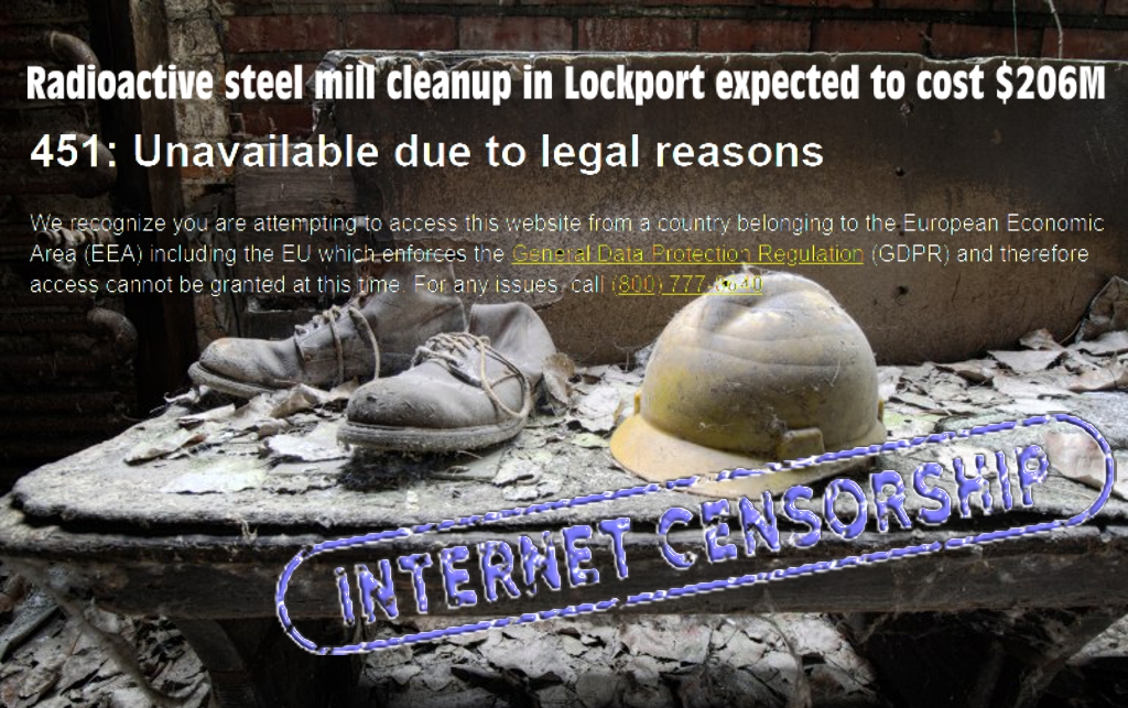 Thorium soil contamination: Radioactive steel mill cleanup in Lockport expected to cost $206M | "Unavailable due to legal reasons"